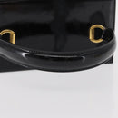 Salvatore Ferragamo Gancini Hand Bag Enamel Black Gold Auth 156968-7