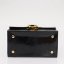 Salvatore Ferragamo Gancini Hand Bag Enamel Black Gold Auth 156968-5