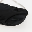 Salvatore Ferragamo Gancini Chain Shoulder Bag Satin Black Silver Auth 156969V-12