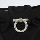 Salvatore Ferragamo Gancini Chain Shoulder Bag Satin Black Silver Auth 156969V-14