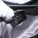 Salvatore Ferragamo Gancini Chain Shoulder Bag Satin Black Silver Auth 156969V-16