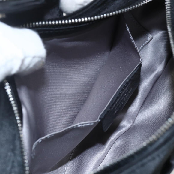 Salvatore Ferragamo Gancini Chain Shoulder Bag Satin Black Silver Auth 156969V