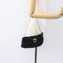 Salvatore Ferragamo Gancini Chain Shoulder Bag Satin Black Silver Auth 156969V-21