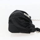 Salvatore Ferragamo Gancini Chain Shoulder Bag Satin Black Silver Auth 156969V-5