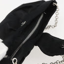 Salvatore Ferragamo Gancini Chain Shoulder Bag Satin Black Silver Auth 156969V-6