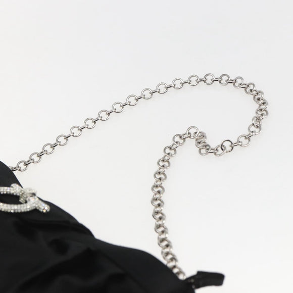 Salvatore Ferragamo Gancini Chain Shoulder Bag Satin Black Silver Auth 156969V