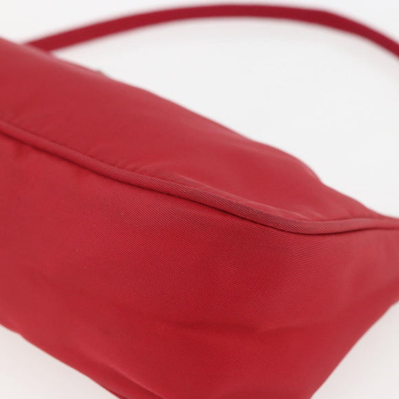 PRADA Accessory Pouch Nylon Red Silver Auth 156978