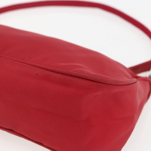 PRADA Accessory Pouch Nylon Red Silver Auth 156978