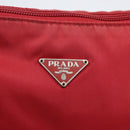 PRADA Accessory Pouch Nylon Red Silver Auth 156978-14