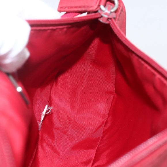 PRADA Accessory Pouch Nylon Red Silver Auth 156978