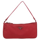 PRADA Accessory Pouch Nylon Red Silver Auth 156978-2