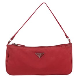 PRADA Accessory Pouch Nylon Red Silver Auth 156978 - 0