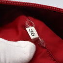 PRADA Accessory Pouch Nylon Red Silver Auth 156978-21