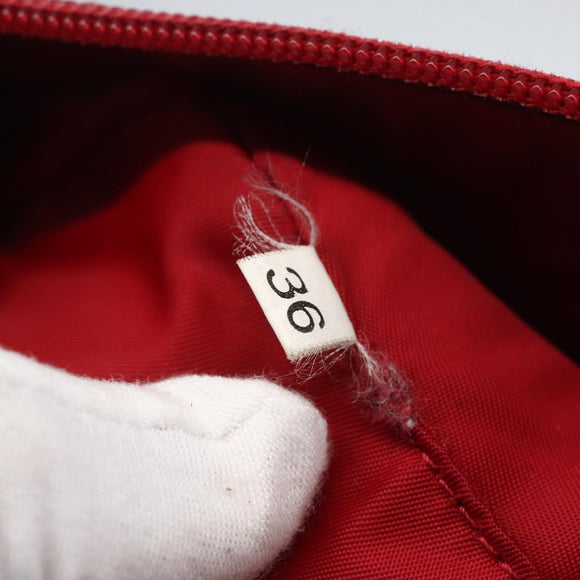 PRADA Accessory Pouch Nylon Red Silver Auth 156978