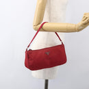 PRADA Accessory Pouch Nylon Red Silver Auth 156978-22