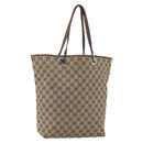 GUCCI GG Canvas Tote Bag Beige Silver 31243 Auth 156980-1