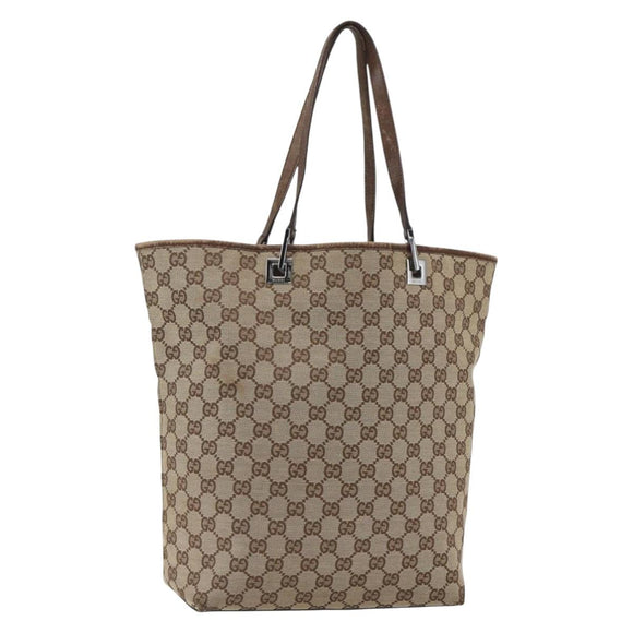GUCCI GG Canvas Tote Bag Beige Silver 31243 Auth 156980