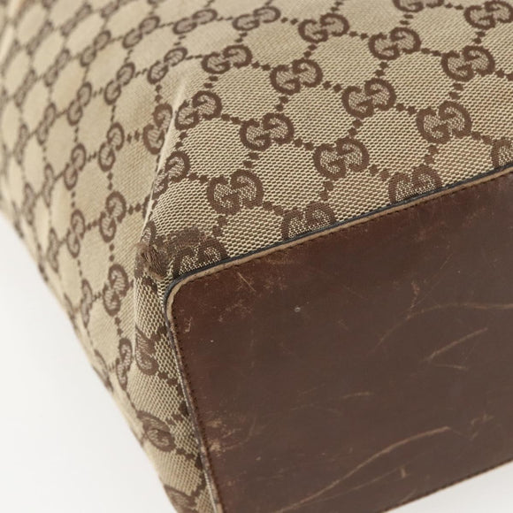 GUCCI GG Canvas Tote Bag Beige Silver 31243 Auth 156980