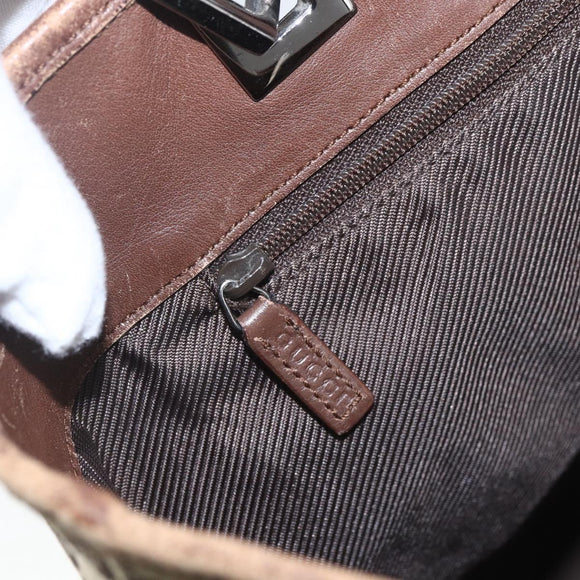 GUCCI GG Canvas Tote Bag Beige Silver 31243 Auth 156980