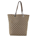 GUCCI GG Canvas Tote Bag Beige Silver 31243 Auth 156980-2