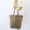 GUCCI GG Canvas Tote Bag Beige Silver 31243 Auth 156980-21