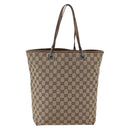 GUCCI GG Canvas Tote Bag Beige Silver 31243 Auth 156980-3