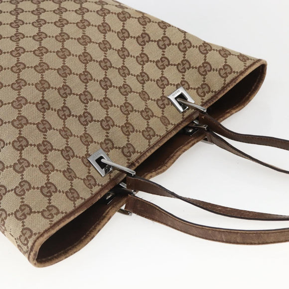 GUCCI GG Canvas Tote Bag Beige Silver 31243 Auth 156980