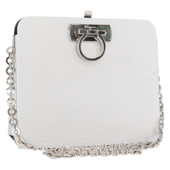 Salvatore Ferragamo Kettentasche Gancini Edelstahl Silber Auth 156983V