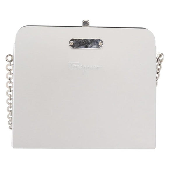 Salvatore Ferragamo Kettentasche Gancini Edelstahl Silber Auth 156983V