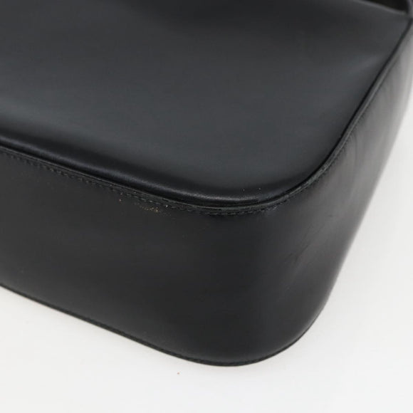 Salvatore Ferragamo Gancini Shoulder Bag Leather Black Gold Auth 156984