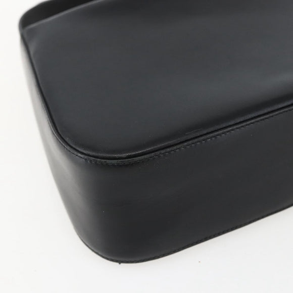 Salvatore Ferragamo Gancini Shoulder Bag Leather Black Gold Auth 156984