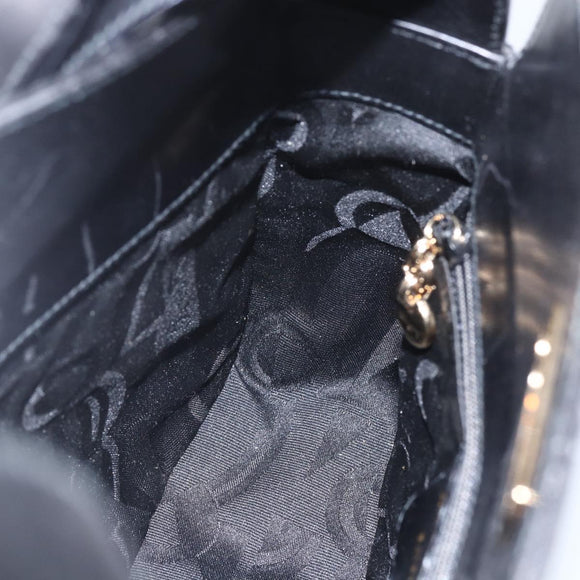 Salvatore Ferragamo Gancini Shoulder Bag Leather Black Gold Auth 156984