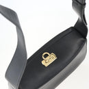 Salvatore Ferragamo Gancini Shoulder Bag Leather Black Gold Auth 156984-6