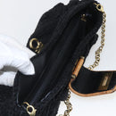 Salvatore Ferragamo Chain Shoulder Bag knitted Fabrics Black Gold Auth 156985V-15