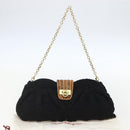 Salvatore Ferragamo Chain Shoulder Bag knitted Fabrics Black Gold Auth 156985V-23