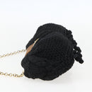 Salvatore Ferragamo Chain Shoulder Bag knitted Fabrics Black Gold Auth 156985V-4