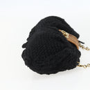 Salvatore Ferragamo Chain Shoulder Bag knitted Fabrics Black Gold Auth 156985V-5