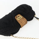 Salvatore Ferragamo Chain Shoulder Bag knitted Fabrics Black Gold Auth 156985V-6