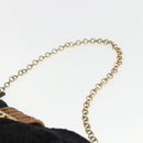 Salvatore Ferragamo Chain Shoulder Bag knitted Fabrics Black Gold Auth 156985V-8
