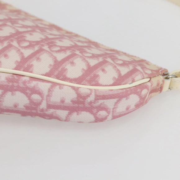 Christian Dior Trotter Canvas Saddle Shoulder Bag PVC Pink Silver Auth 156986V