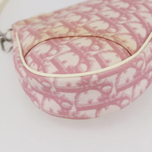 Christian Dior Trotter Canvas Saddle Shoulder Bag PVC Pink Silver Auth 156986V