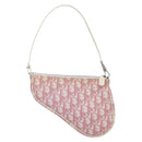 Christian Dior Trotter Canvas Saddle Shoulder Bag PVC Pink Silver Auth 156986V-3