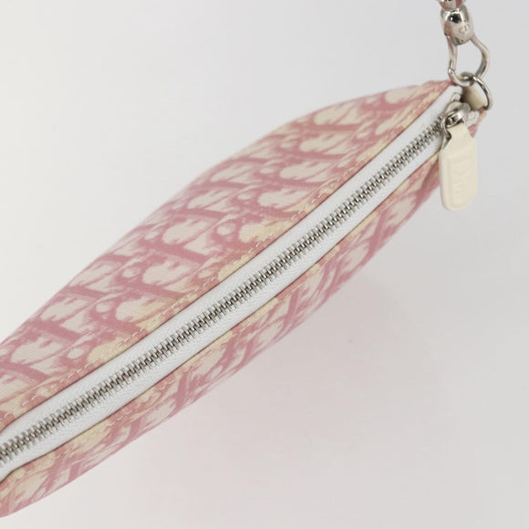 Christian Dior Trotter Canvas Saddle Shoulder Bag PVC Pink Silver Auth 156986V