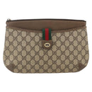 GUCCI GG Supreme Web Sherry Line Bag PVC Beige Gold 904 02 026 Auth 156988-13