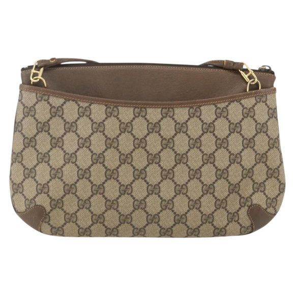 GUCCI GG Supreme Web Sherry Line Bag PVC Beige Gold 904 02 026 Auth 156988