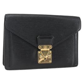LOUIS VUITTON Epi Serie Dragonne Clutch Bag Black Noir M52612 LV Auth 156992