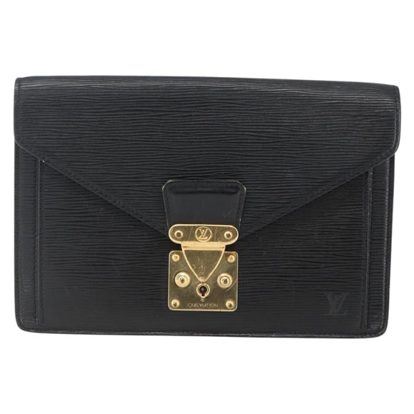 LOUIS VUITTON Epi Serie Dragonne Clutch Bag Black Noir M52612 LV Auth 156992