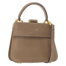 Salvatore Ferragamo Gancini Hand Bag Leather 2way Beige Gold Auth 157001-1