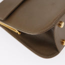 Salvatore Ferragamo Gancini Hand Bag Leather 2way Beige Gold Auth 157001-10