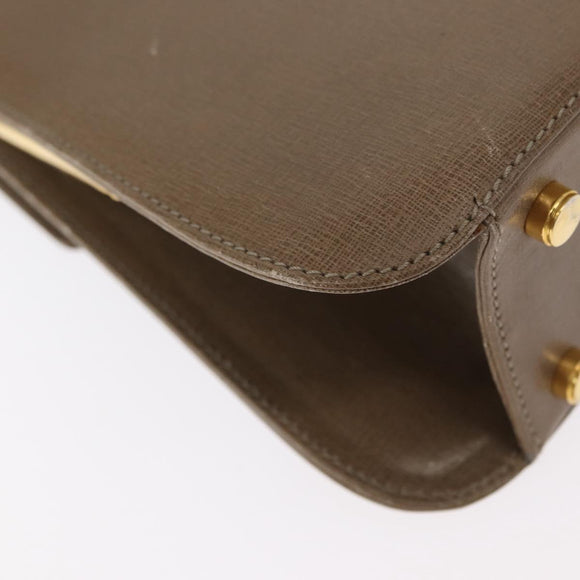 Salvatore Ferragamo Gancini Hand Bag Leather 2way Beige Gold Auth 157001